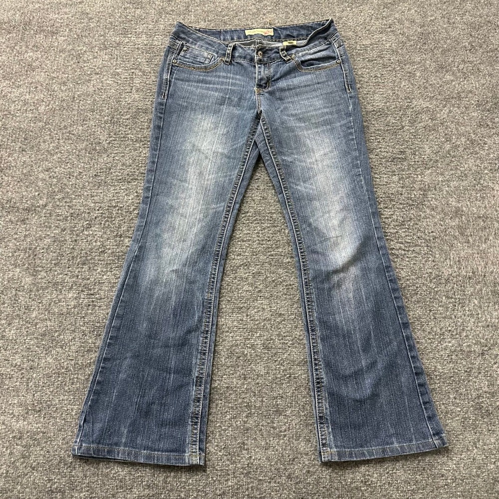 Paris Blues Jeans Womens Size 9 Blue Bootcut Low Rise Stretch Denim Faded Casual